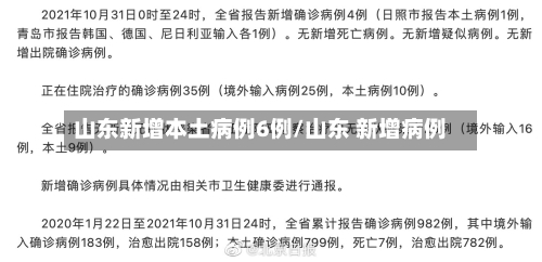 山东新增本土病例6例/山东 新增病例